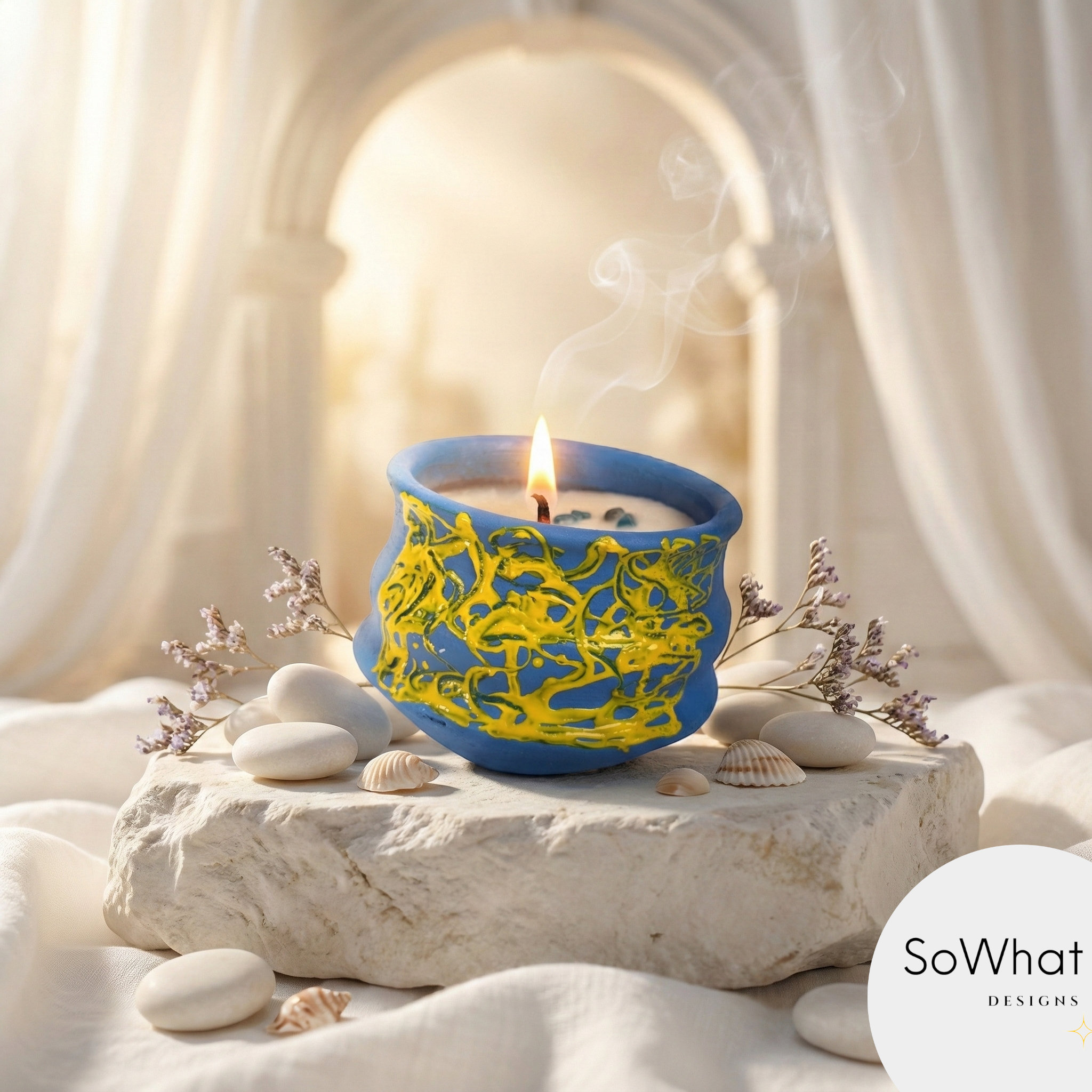 Pot Candle - Azure Bloom