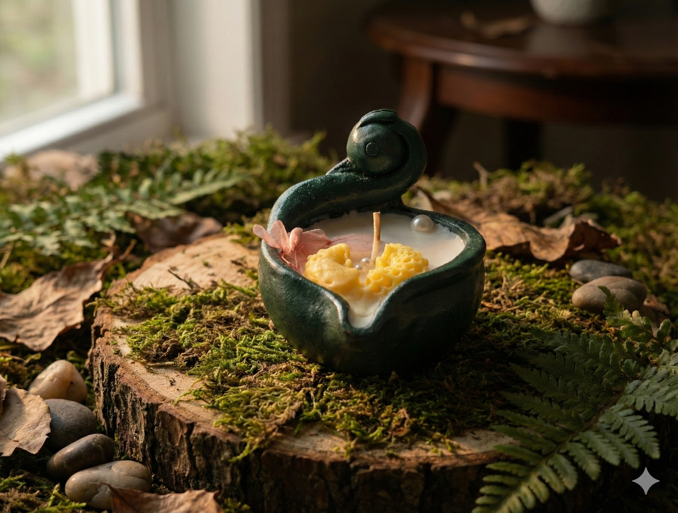 Sculptural Swan Candle - Verdant Grace