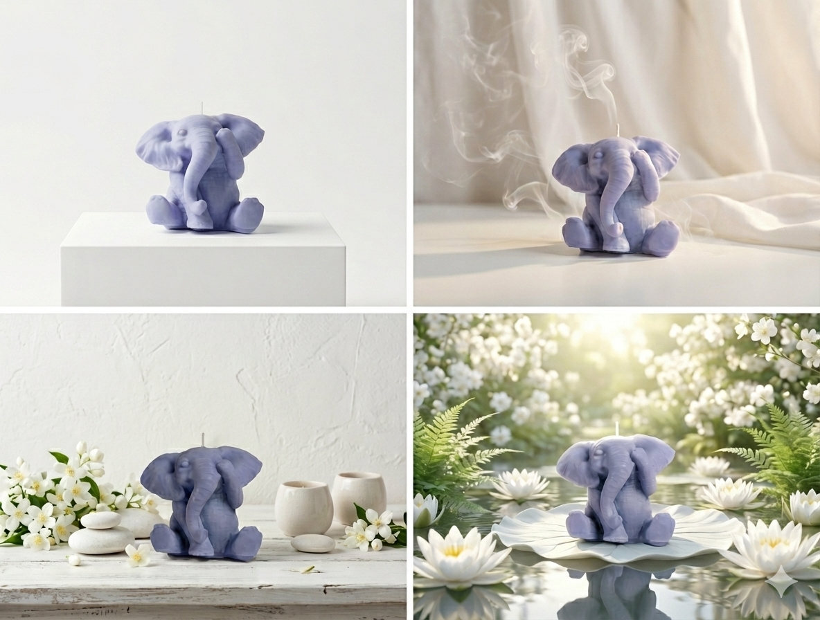 Sculptural Elephant Candle - Serenity Bloom