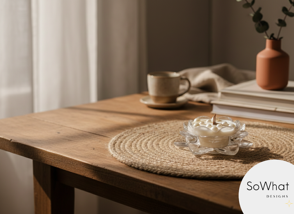 Aura Bloom Luxury Scented Candle - Decorative Wood Wick Glass