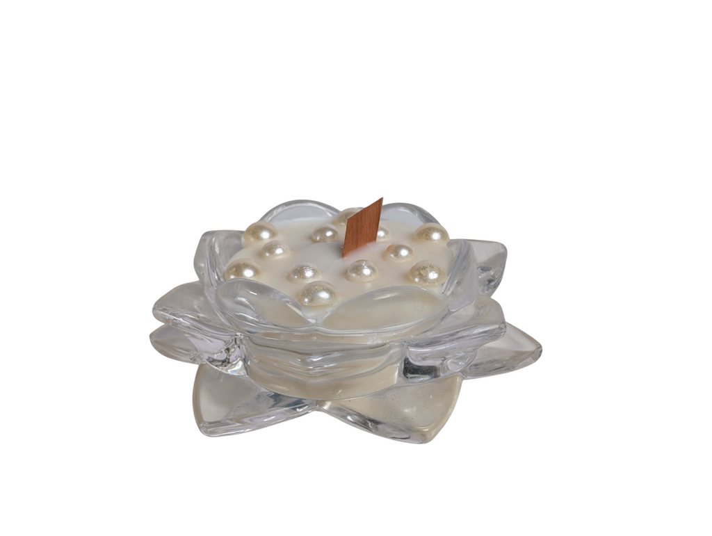 Aura Bloom Luxury Scented Candle - Decorative Wood Wick Glass